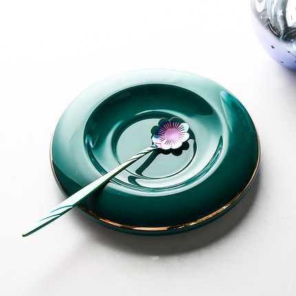 cốc thủy tinh kèm thìa và đĩa (5)