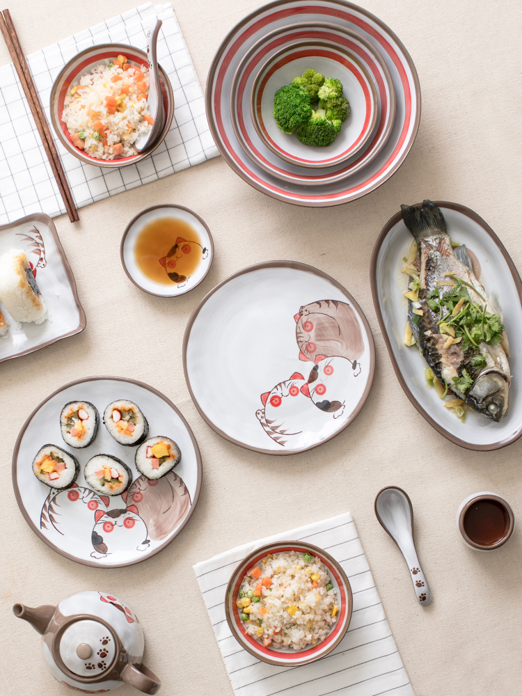 đĩa gốm sứ họa tiết mèo dth (1)