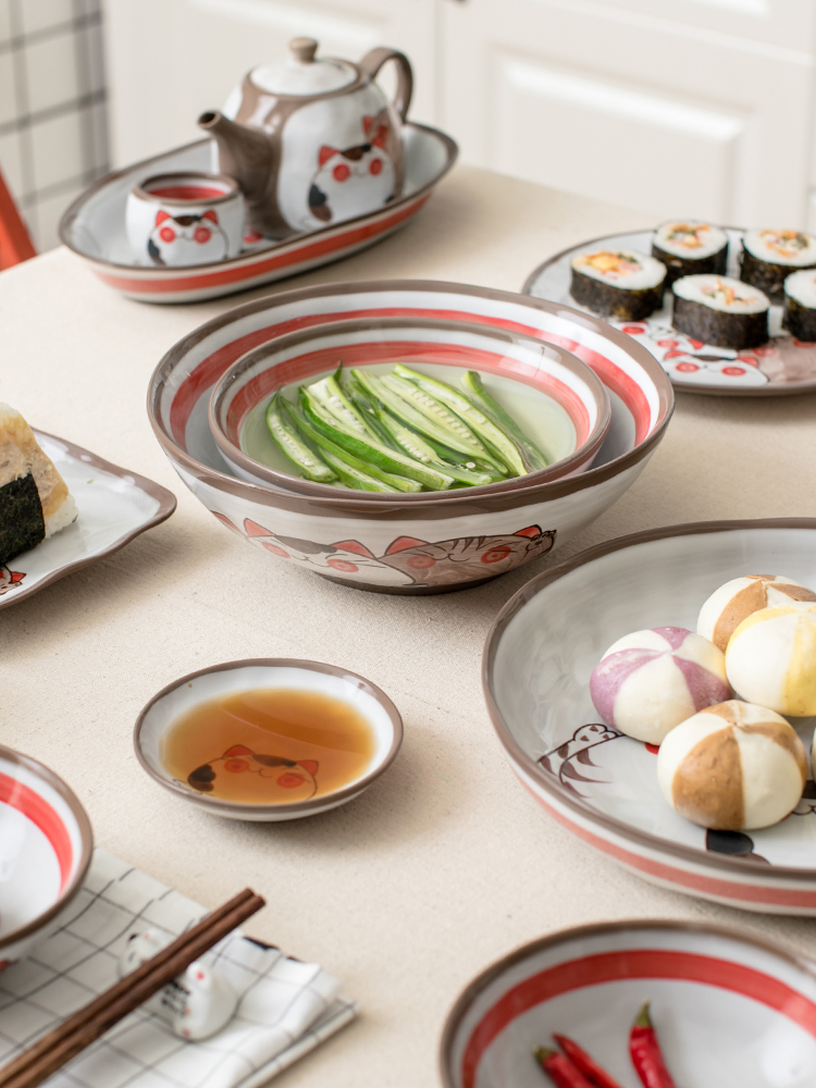 đĩa gốm sứ họa tiết mèo dth (4)