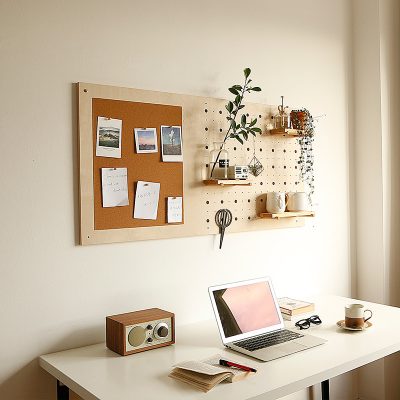 Phụ kiện bảng lỗ Xiaomuliangpin gỗ rắn bằng gỗ nút chai ảnh tường bảng tin treo tường kệ lưu trữ Bắc Âu