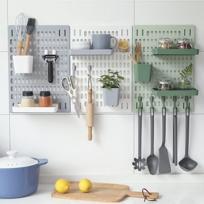 Bảng lỗ dán tường phù hợp cho mọi gia đình, ký túc xá, nhà bếp, phòng tắm, kệ, vách ngăn, tường treo giá móc lưu trữ đồ