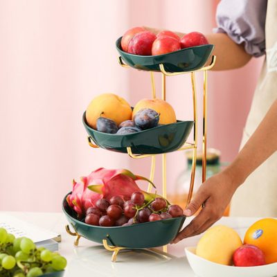 Nhẹ bằng gốm sứ sang trọng hai lớp trái cây bát đĩa trái cây sáng tạo phòng khách đặt bát kẹo bát trái cây khô hộp lưu trữ gia đình thiết thực
