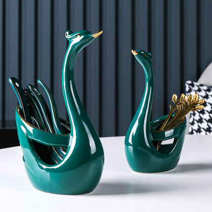 lọ đựng nĩu,thìa hình đôi thiên nga (1)