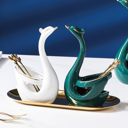 lọ đựng nĩu,thìa hình đôi thiên nga (2)