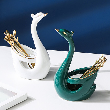 lọ đựng nĩu,thìa hình đôi thiên nga (3)