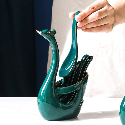 lọ đựng nĩu,thìa hình đôi thiên nga (4)