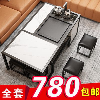 Bàn trà đá phiến màu sắc sang trọng.