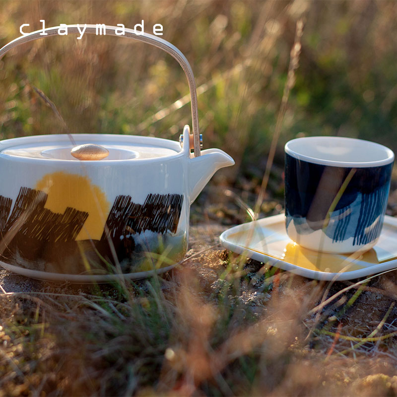 bộ ấm chén đĩa họa tiết màu loang ngẫu hứng (1)