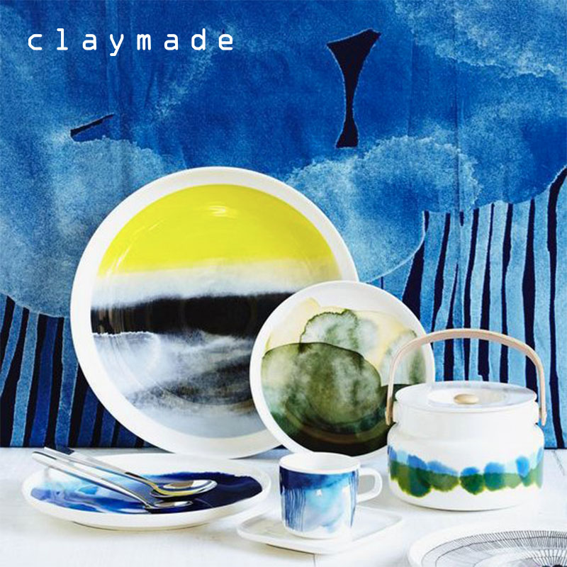 bộ ấm chén đĩa họa tiết màu loang ngẫu hứng (2)