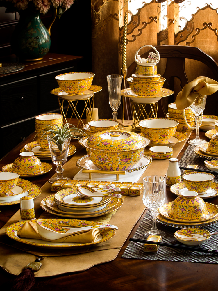 bộ bát đĩa màu vàng sang trọng (1)