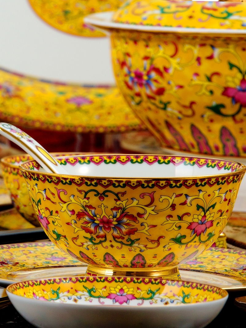 bộ bát đĩa màu vàng sang trọng (2)