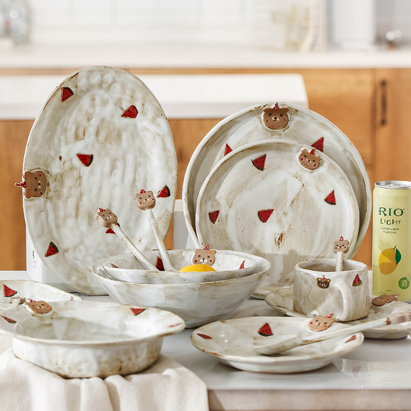 bộ bát đĩa thìa hình dưa hấu và gấu (5)