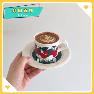 Cốc thủy tinh họa tiết quả cherry dùng để thưởng thức coffee, trà..