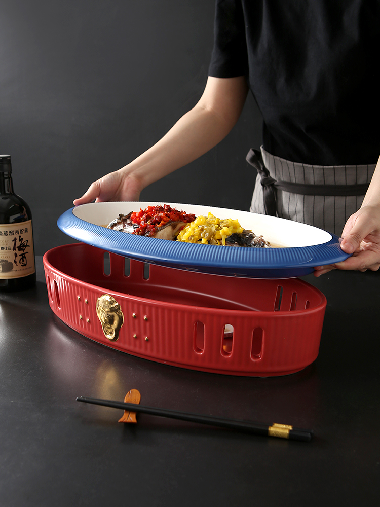 đĩa dài 2 tầng để giữ lửa cho món ăn (2)