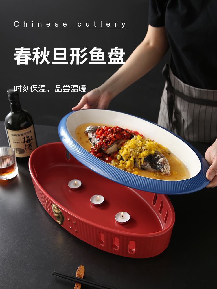 đĩa dài 2 tầng để giữ lửa cho món ăn (5)