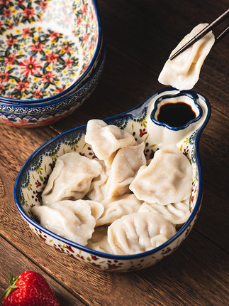 đĩa đựng bánh bao có ô nhỏ đựng gia vị (1)