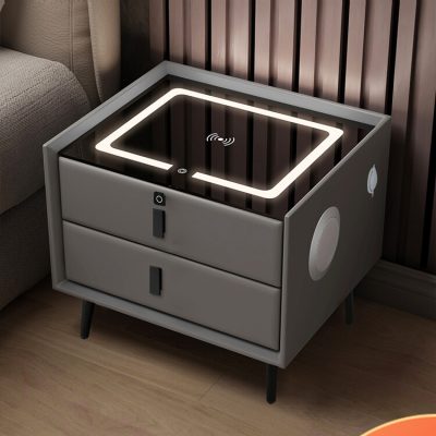 Tủ đầu giường thông minh, tối giản, hiện đại. Tích hợp chức năng sạc không dậy, khóa vân tay, loa bluetooth.