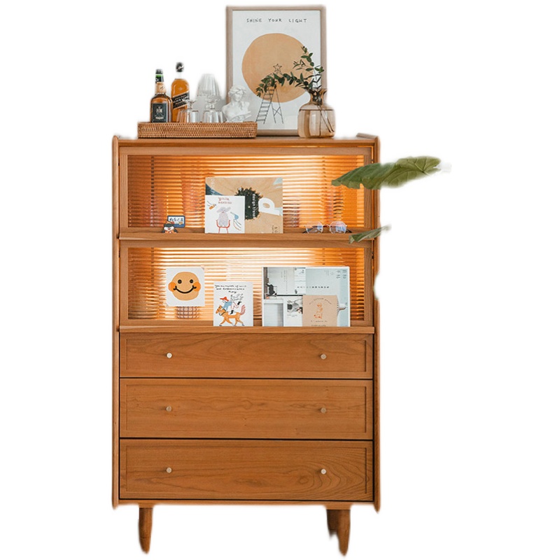 tủ để sách bằng gỗ nguyên khối kiểu nhật (1)