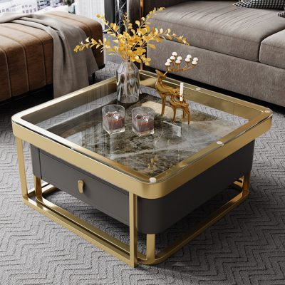 Bàn phòng khách hình vuông, sang trọng, hiện đại.