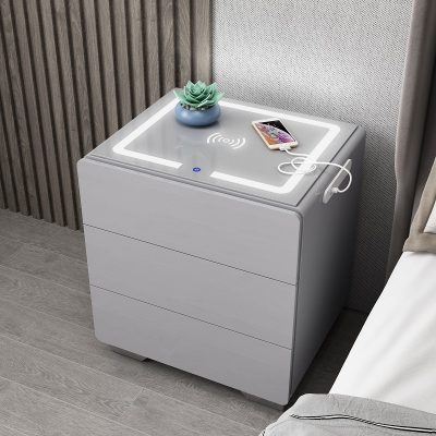 Tủ đầu giường thông minh, hiện đại, đơn giản, tích hợp sạc điện.