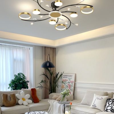 Đèn chùm đèn phòng khách Bầu không khí hiện đại đơn giản Bắc Âu 2022 mới pha lê đỏ ròng toàn bộ ngôi nhà kết hợp gói ánh sáng