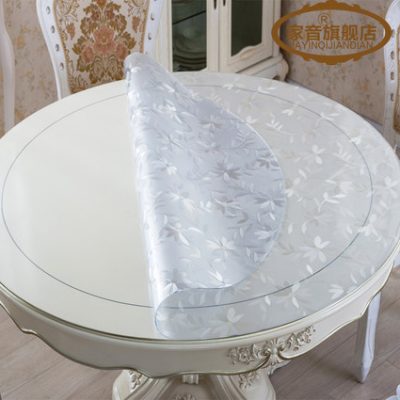 Dày PVC tròn kính mềm thảm trải bàn trong suốt không thấm nước khăn trải bàn khăn trải bàn pha lê bàn cà phê bàn thảm tùy chỉnh