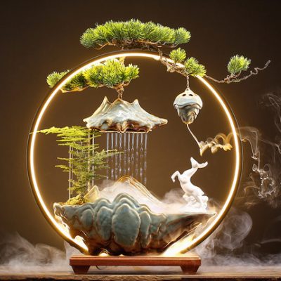 Đồ trang trí nước chảy may mắn sáng tạo hiên nhà phòng khách máy tính để bàn văn phòng đài phun nước lưu thông mở quà tân gia