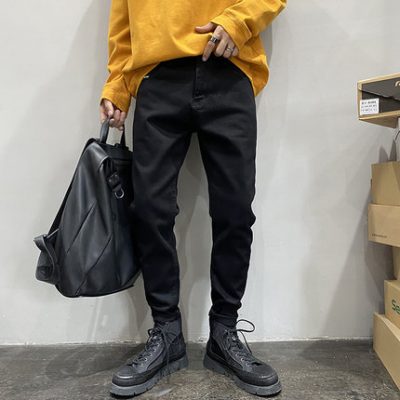 Mùa xuân và mùa thu American Tide Thương hiệu dành cho nam giới Quần jean phù hợp nam Phiên bản Hàn Quốc Đen ôm chân nhỏ Quần dài xu hướng quần âu