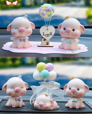 Đồ trang trí nội thất ô tô mô hình nữ thần lắc đầu heo con ô tô cao cấp sáng tạo dễ thương dễ thương vật tư trang trí ô tô Daquan