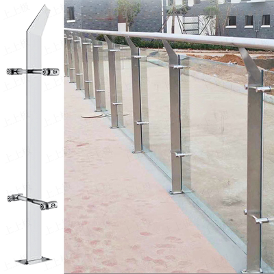 Các nhà sản xuất tùy chỉnh chải kỹ thuật bằng thép không gỉ rắn chắc dọc nhà cột cầu thang lan can kính lan can lan can ban công