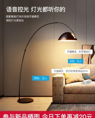 Bóng đèn câu cá Moon Shadow Đèn sàn Phòng khách Thiết kế đèn sofa đơn giản hiện đại Sense Ánh sáng mới theo chiều dọc Bắc Âu Đèn sang trọng