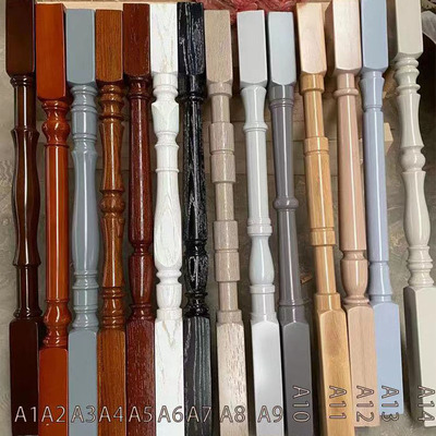 Cầu thang gỗ vững chắc lan can cột ban công cửa sổ bay lan can biệt thự lan can màu trắng phôi gỗ sồi gia dụng lan can bằng gỗ sồi sơn tùy chỉnh