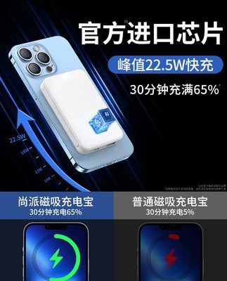 [ Chính hãng] Thích hợp cho Apple Magsafe từ tính sạc không dây kho báu sạc nhanh điện thoại di động điện thoại di động Huaqiangbei iPhone12ProMax13 siêu mỏng nhỏ gọn di động pin chính thức