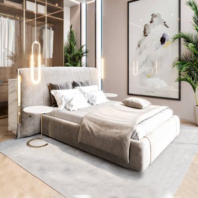 Giường ngủ bọc da lộn. Hàng nhập khẩu cao cấp.