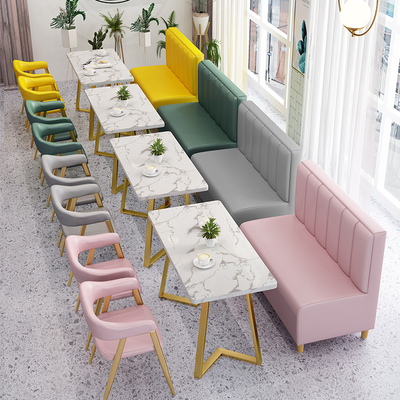 Quán trà sữa Net Red Bộ bàn ghế Kết hợp Quán cà phê phương Tây Burger Đồ ăn nhẹ Món tráng miệng Bánh thẻ Chỗ ngồi Ghế ăn thương mại Ghế sofa