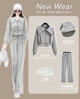 Áo len xám phù hợp với phụ nữ mùa xuân và mùa thu 2022 mới lưới màu đỏ chiên thời trang đường phố giản dị quần áo thể thao hai mảnh