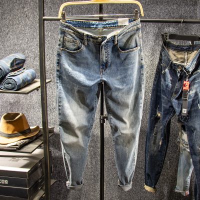 Sangu kapok triều thương hiệu cao cấp hoài cổ hoài cổ quần jean nam 9 điểm quần mỏng chân nhỏ khép kín quần 9 điểm nam