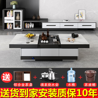 Bàn cà phê nâng đa chức năng Tủ TV kết hợp đá phiến điện kính thiên văn Bàn trà Kung Fu Bàn trà phòng khách hộ gia đình bằng đá cẩm thạch