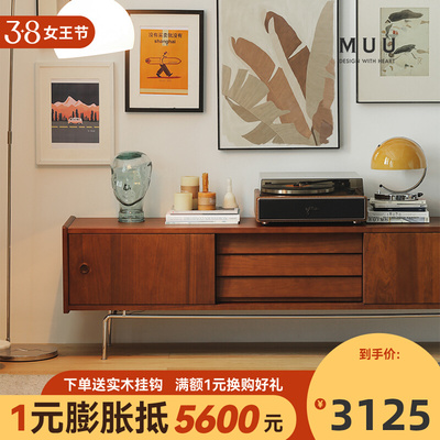 Tủ tivi gỗ nguyên khối tủ âm tường phong cách Bắc Âu kết hợp phòng khách chung cư nhỏ Phòng khách nội thất kiểu trung cổ phong cách Nhật Bản Tủ tivi