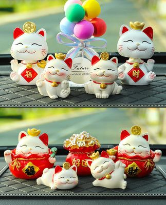 Đồ trang trí xe mèo may mắn