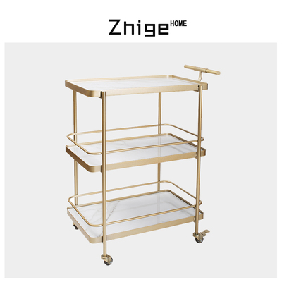 Bắc Âu hộ gia đình di động xe đẩy ăn uống khách sạn nhà hàng rượu xe vàng ba lớp xe dịch vụ thương mại