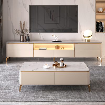 Tủ tivi sang trọng nhẹ hiện đại phòng khách tối giản tủ sàn nhà bàn cà phê bằng đá phiến Bắc Âu Tủ tivi kết hợp căn hộ nhỏ