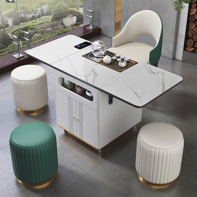 Ánh sáng ban công sang trọng có thể gập lại bàn trà đá phiến phòng khách tự động châm nước bàn trà kung fu sạc năng động nâng bàn trà di động