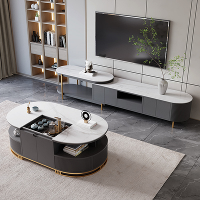 Tủ TV kính thiên văn bằng đá phiến sang trọng nhẹ nâng tủ điện kung fu bàn cà phê kết hợp phòng khách hiện đại pha trà và sạc tất cả trong một