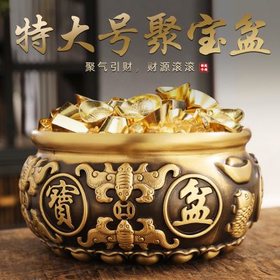 Đồng nguyên chất đồ trang trí may mắn phong cách Trung Quốc phòng khách trang trí hiên nhà hàng thủ công mỹ nghệ hình trụ đồng lớn đồ trang trí giàu có