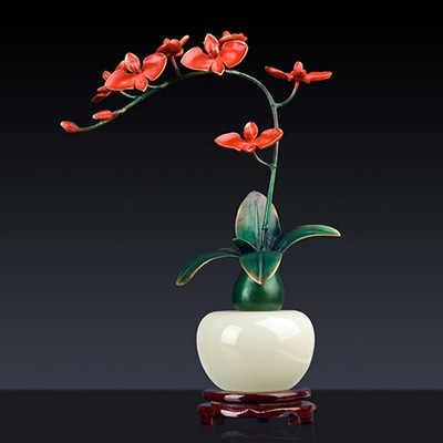 Đồ trang trí hoa lan Lareey thủ công mỹ nghệ Phalaenopsis hoa đồng nguyên chất chèn phụ kiện nhà cửa Đồ trang trí cây cảnh phòng khách Trung Quốc