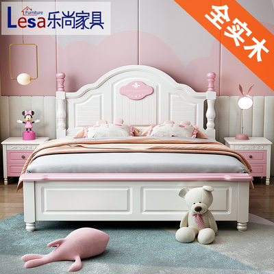 Giường trẻ em giường gỗ cứng 1,5 mét tối giản hiện đại 1,8 giường bé gái đơn 1,2 công chúa 1,35m màu hồng