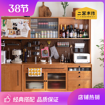 Hai màu đen gỗ sóc cho tủ bên gỗ rắn Tủ bếp cao Bắc Âu tủ đựng đồ tủ đựng đồ tủ rượu tổng thể