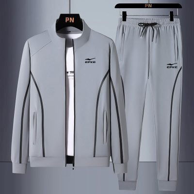 Bộ đồ thể thao Hongxing Erke của nam giới 2022 mới mùa xuân mặc thường phục mặc áo khoác cardigan cỡ lớn nam giới hai mảnh thủy triều