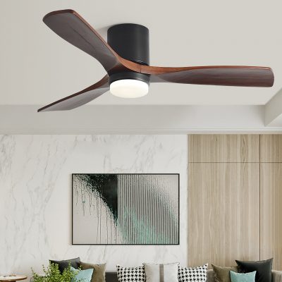 Đèn quạt gió lớn 60 inch Đèn quạt trần gỗ rắn Bắc Âu đèn phòng khách nhà hàng nhà hàng tầng thấp quạt trần đèn chùm